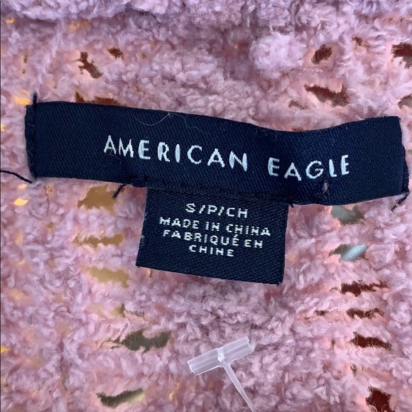 AE Dusty Rose Open Weave Cable Knit Sweater S - Picture 5 of 7